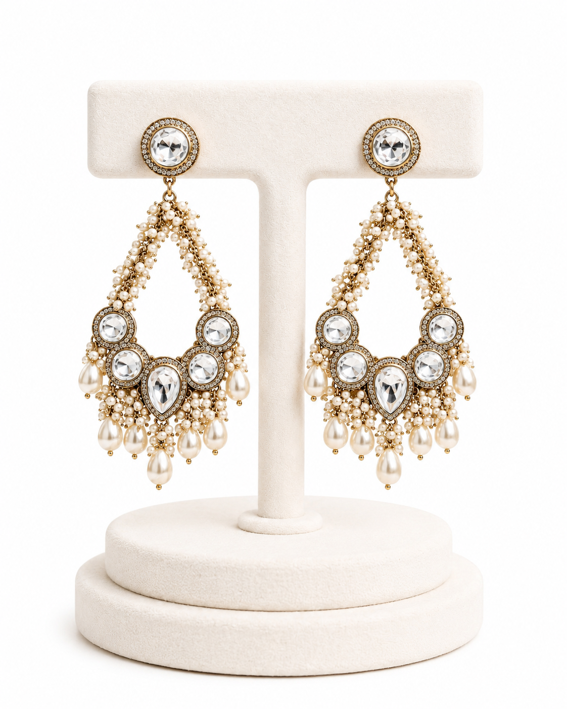 Ivory Noor Polki Pearl Earrings - Pabeena