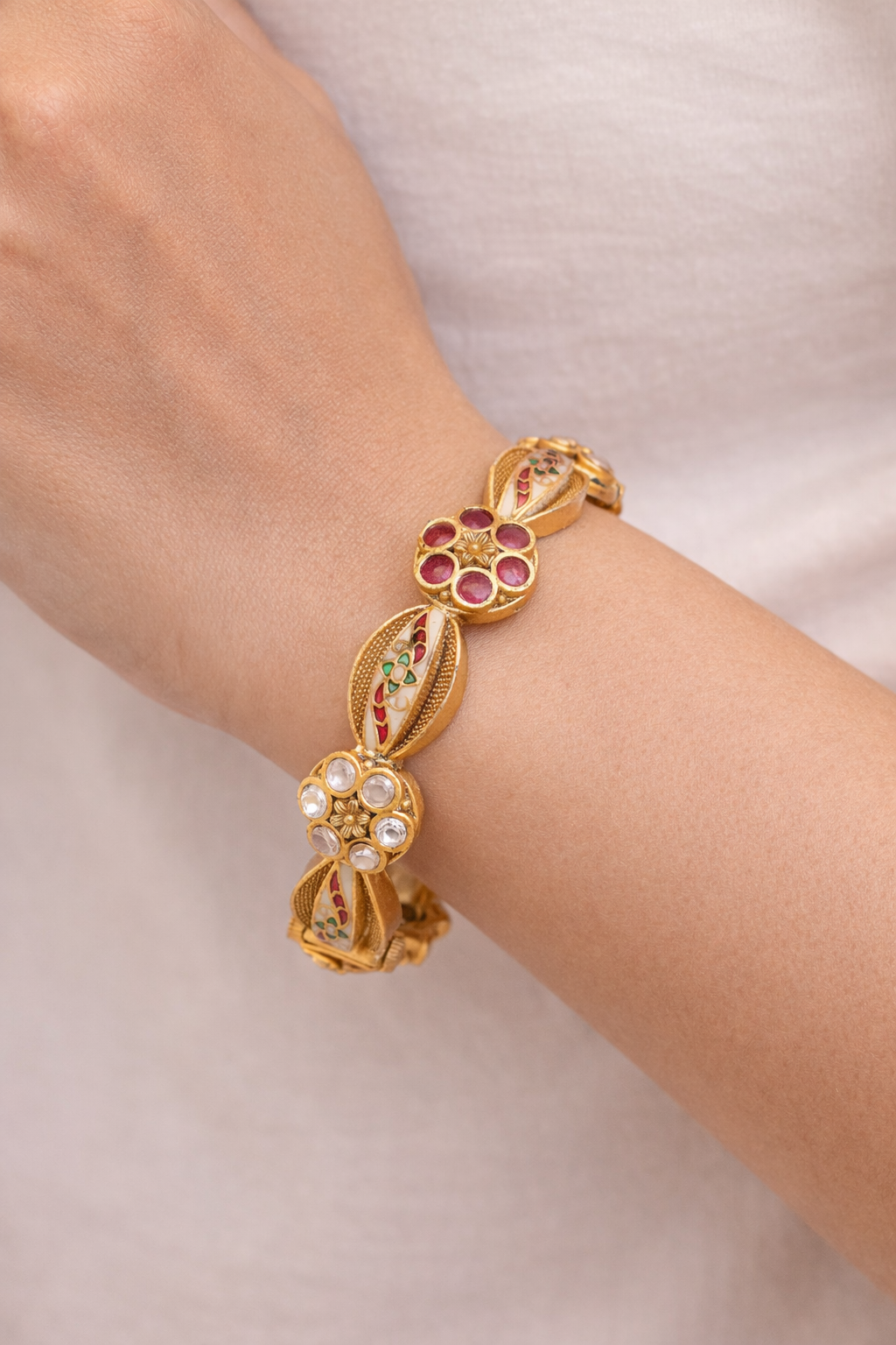 Rajnita Meenakari Flora Bangles (Red & Green)