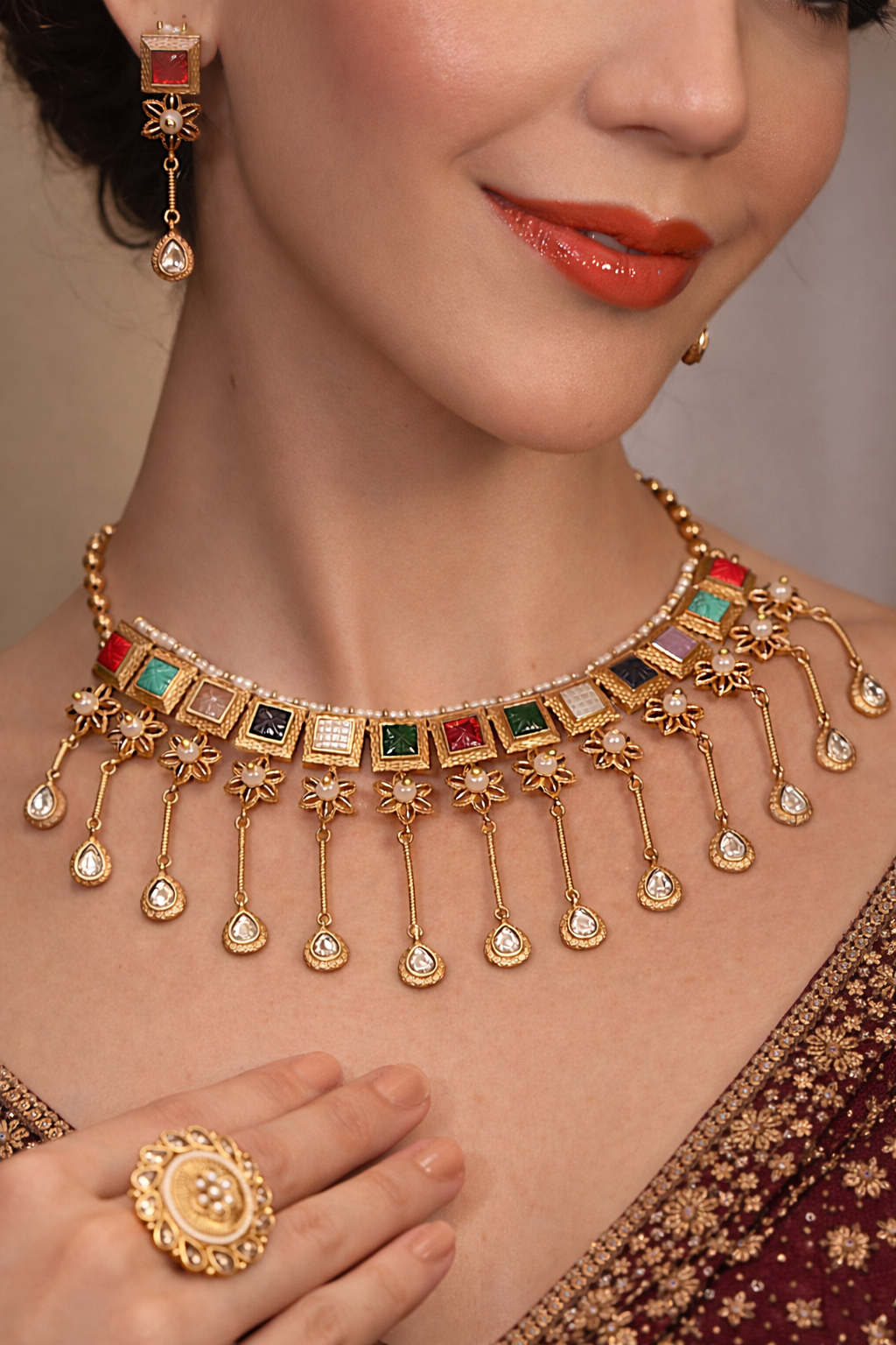 Navsundar Multigem Heritage Drape Set