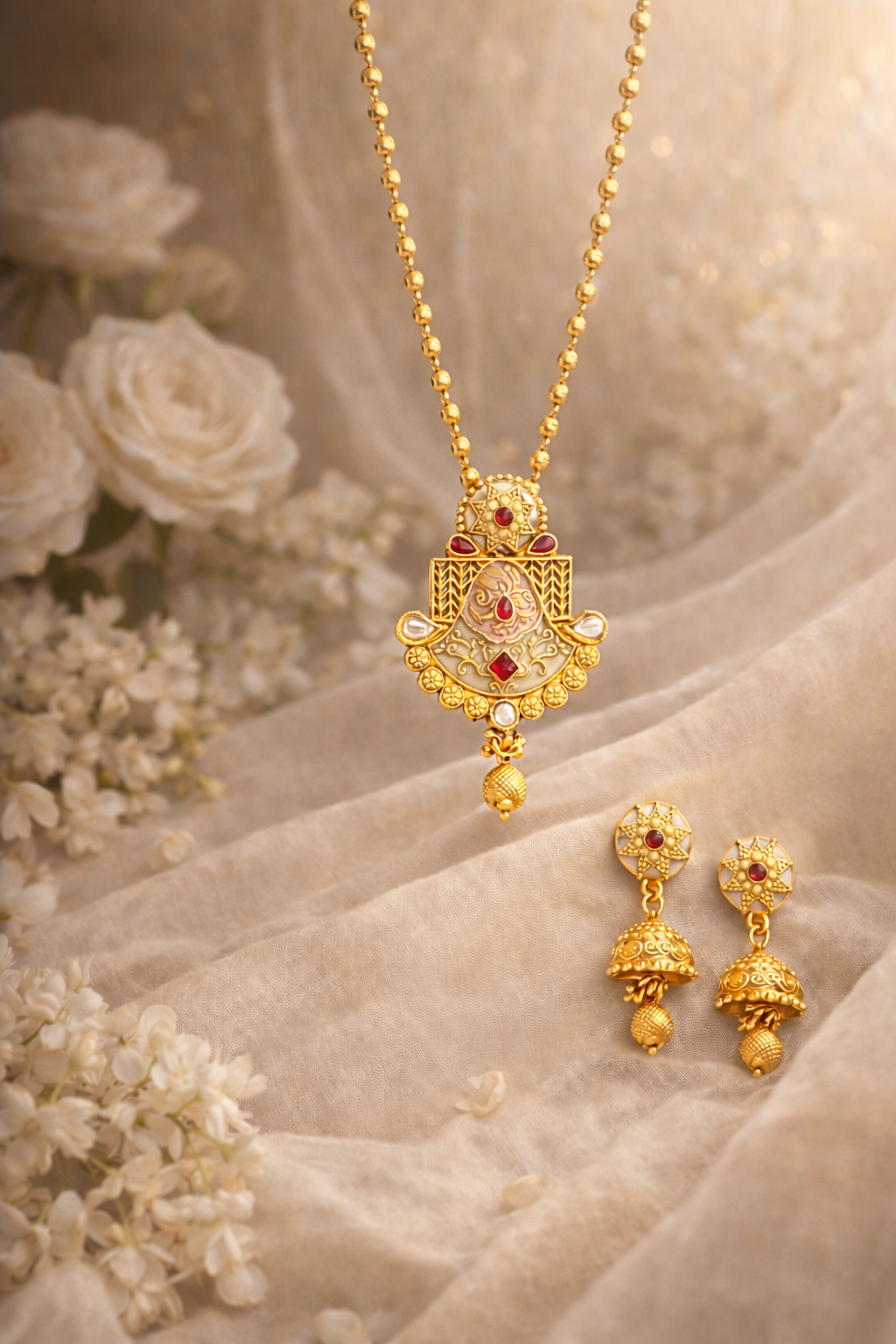 Aarohi Antique Pendant & Jhumka Set