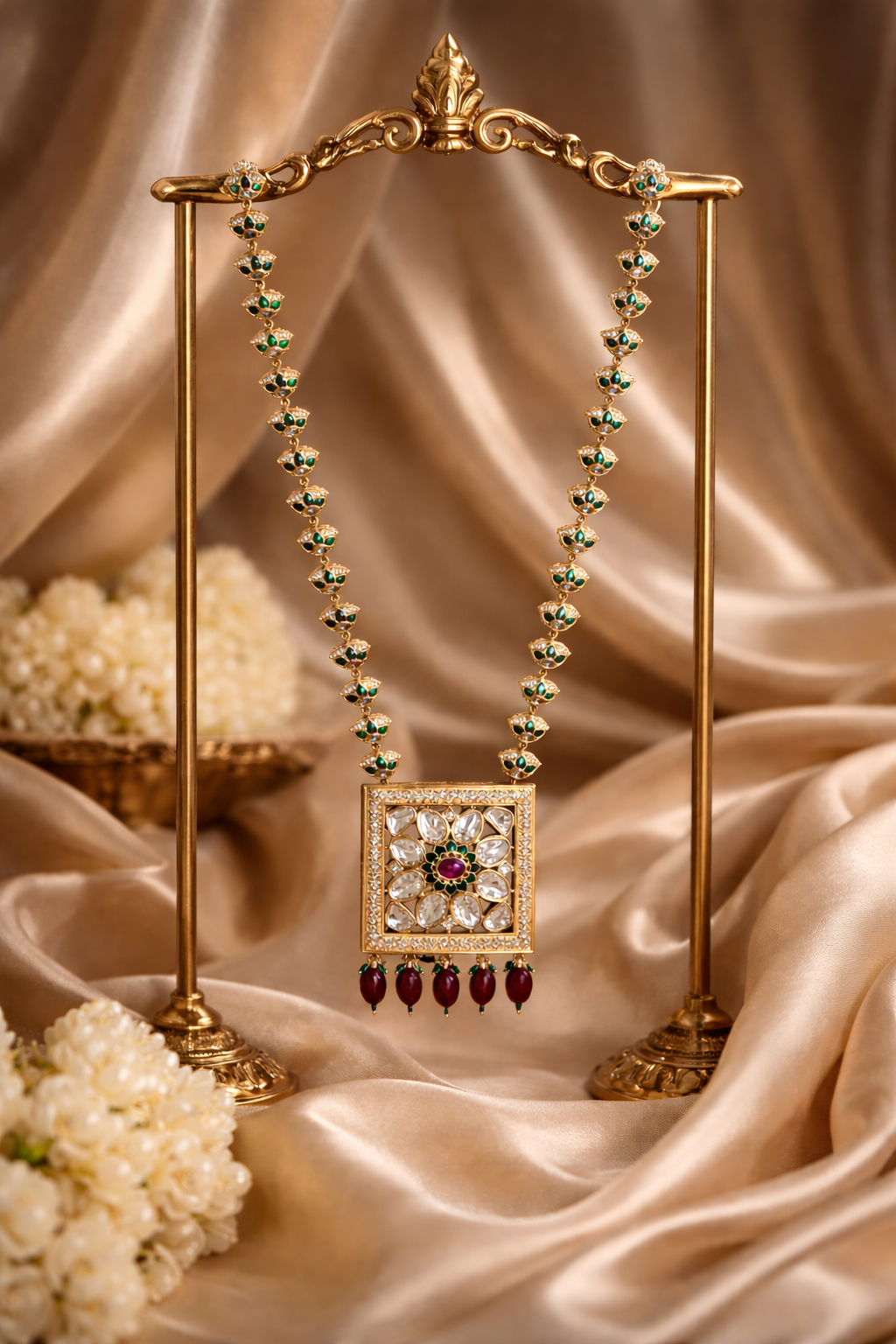 Rajdeepa Polki Square Meenakari Set