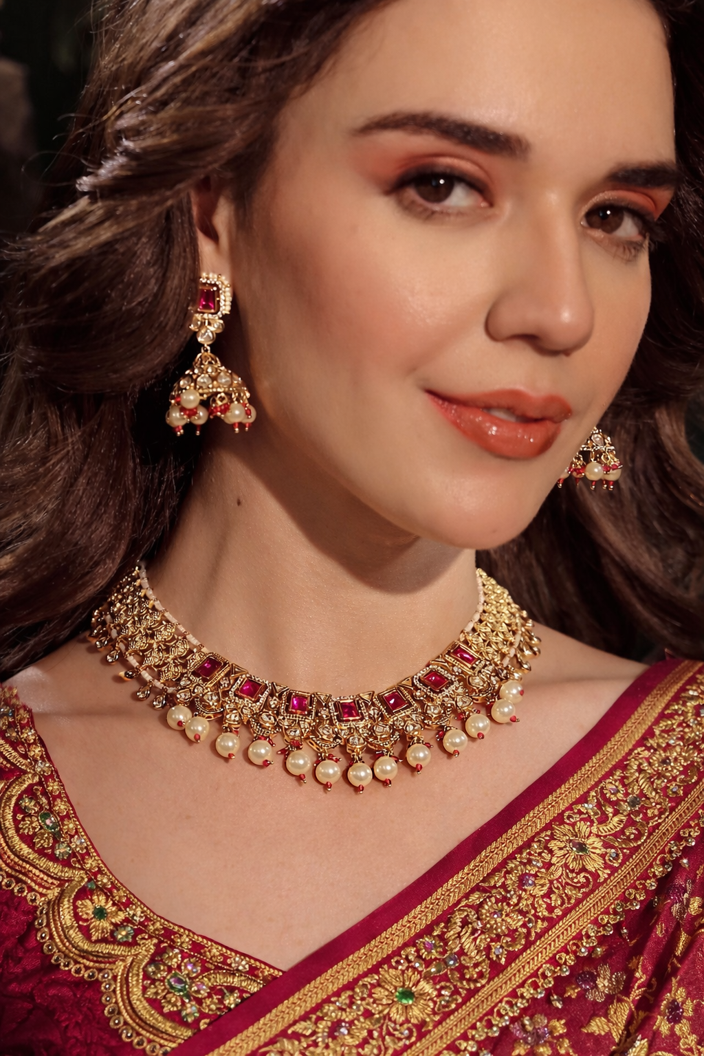 Rani Regal Moissanite Pearl Choker Set