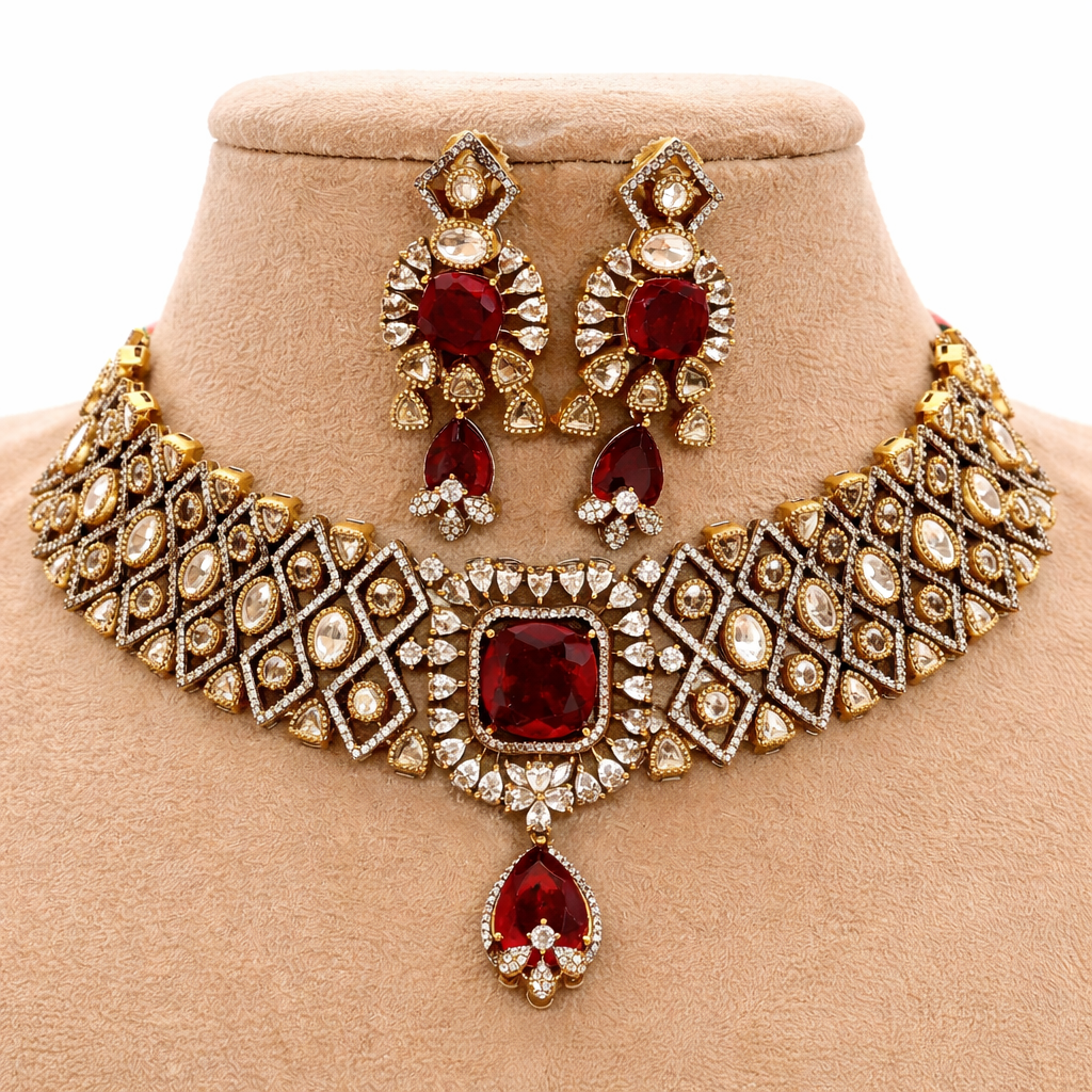 Crimson Glint Moissanite Statement Set