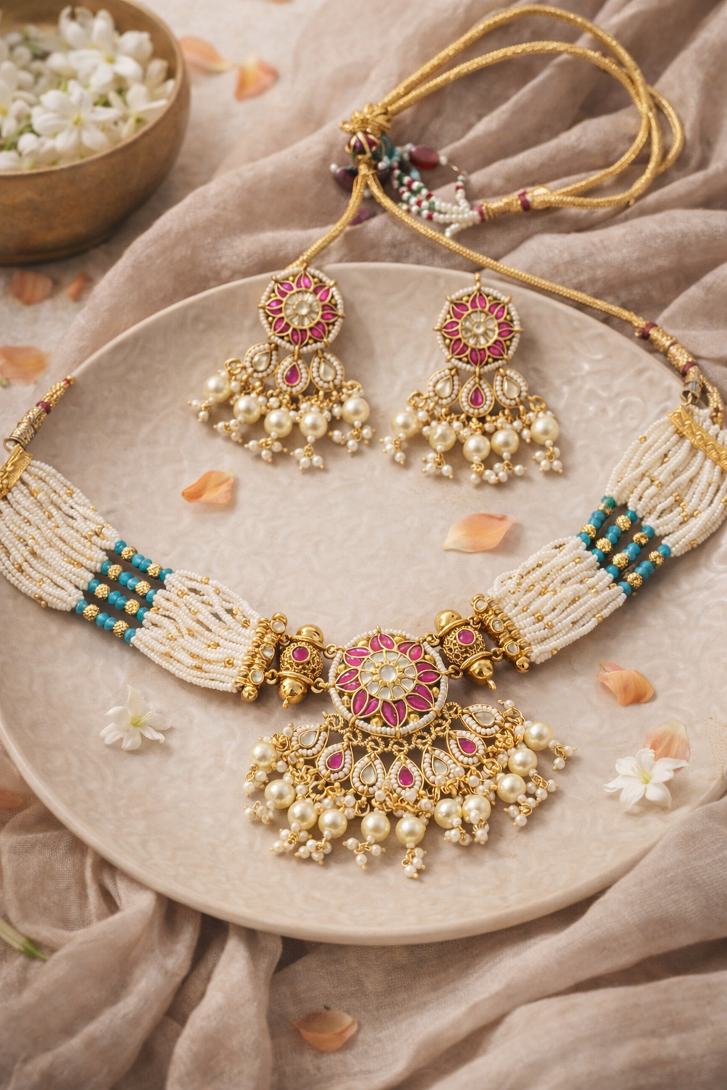 Ivory Gulnaar Kundan Choker Set