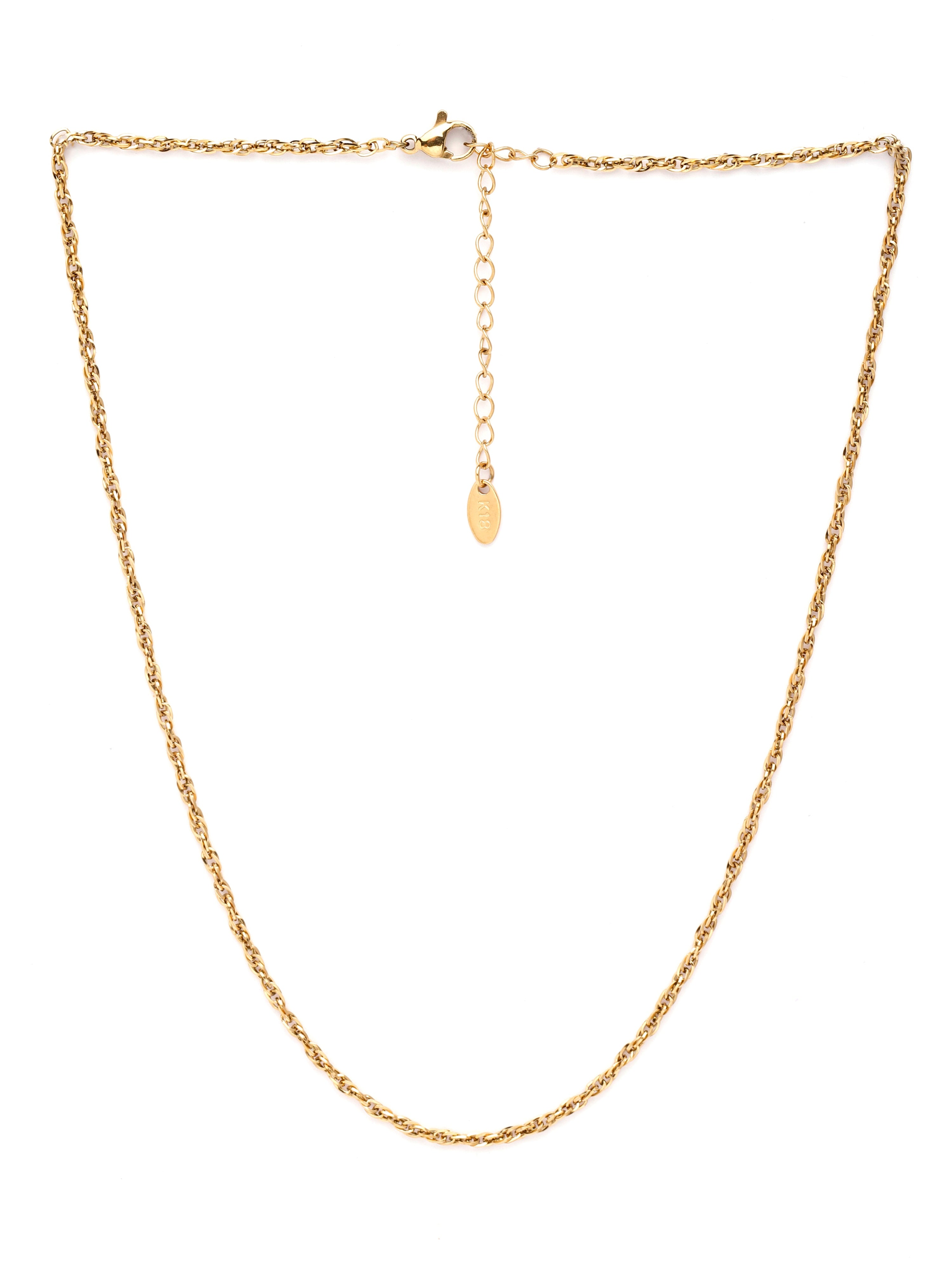 Gold chain necklace on a white background
