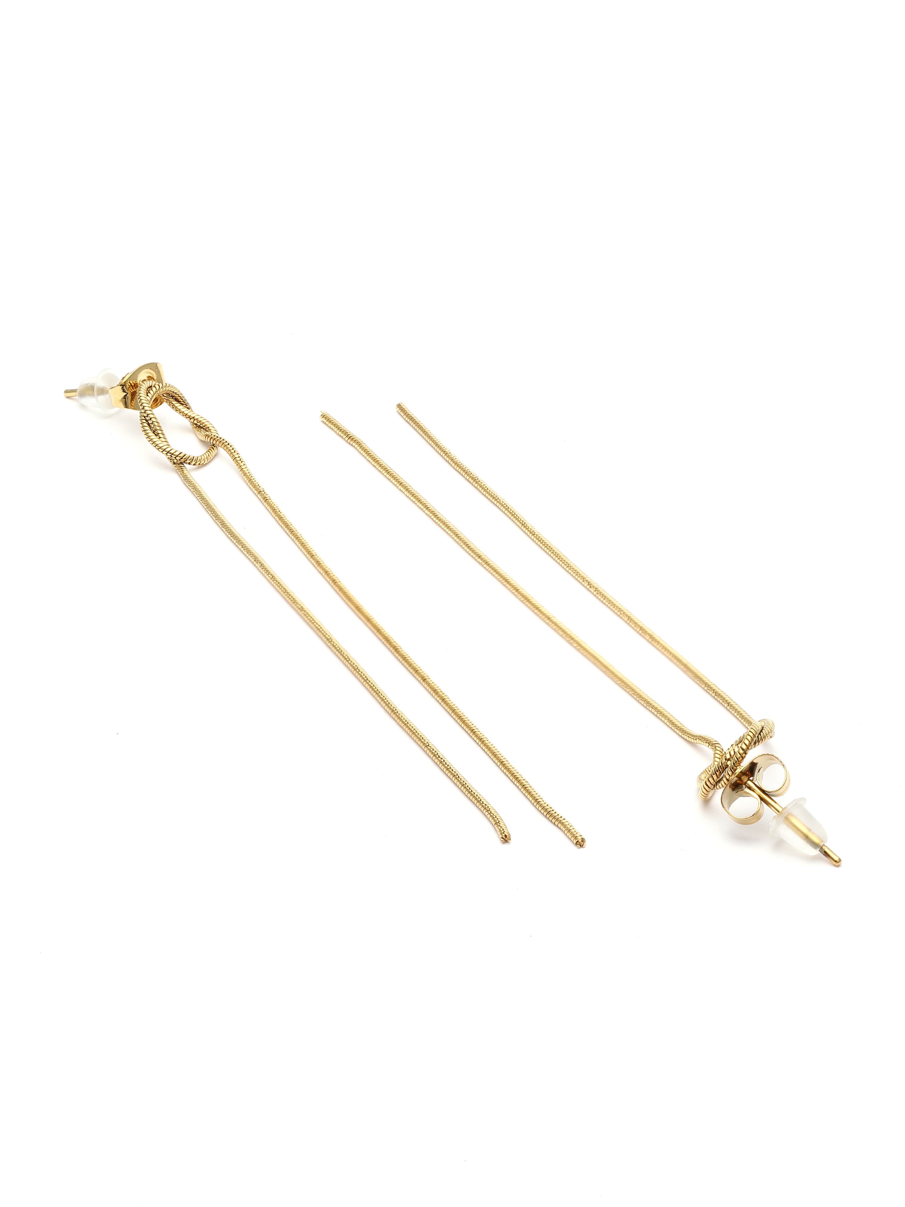 Gold earring components on a white background