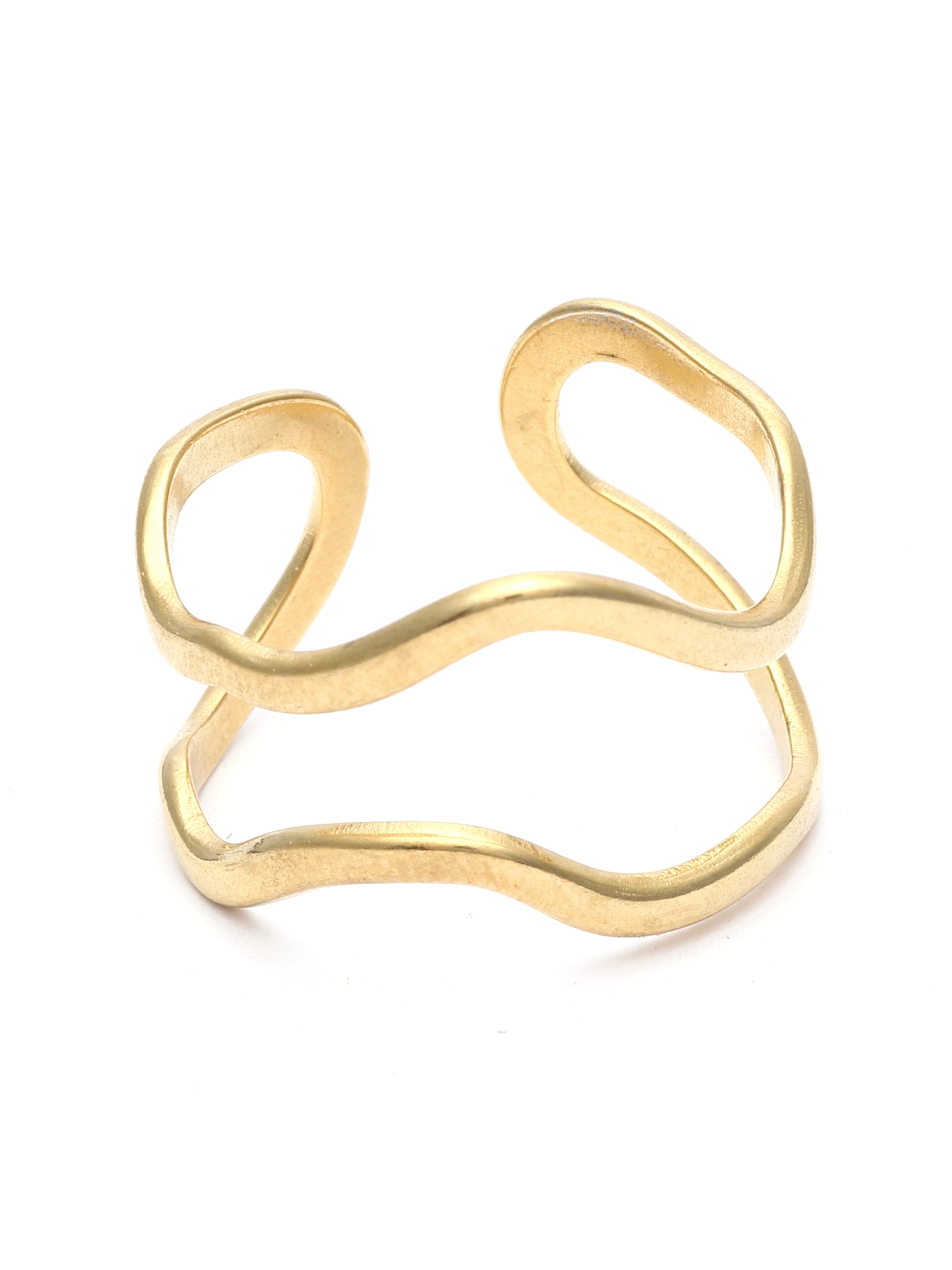 Gold open ring on a white background