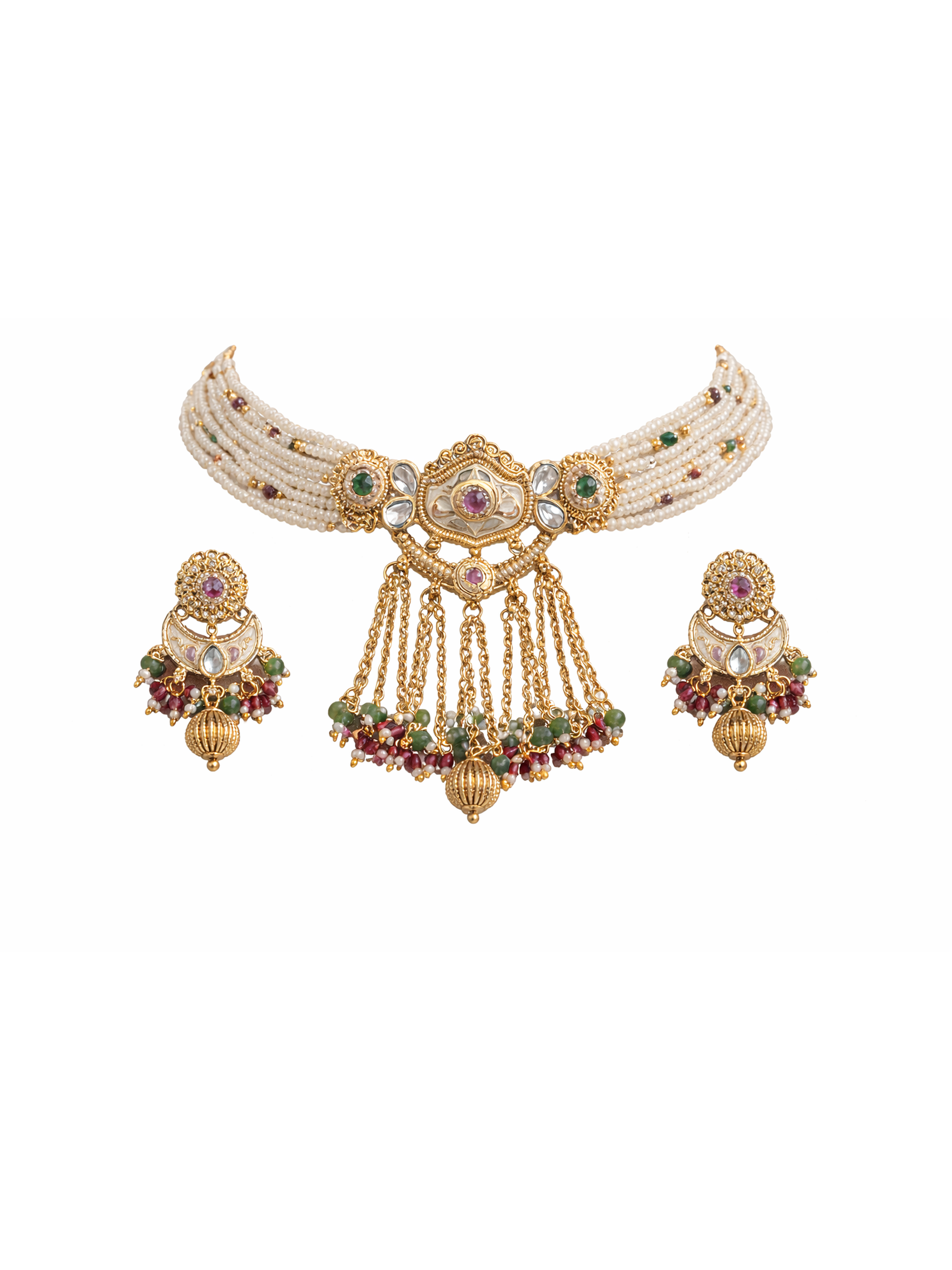 Noor Jahan Pearl Kundan Choker Set