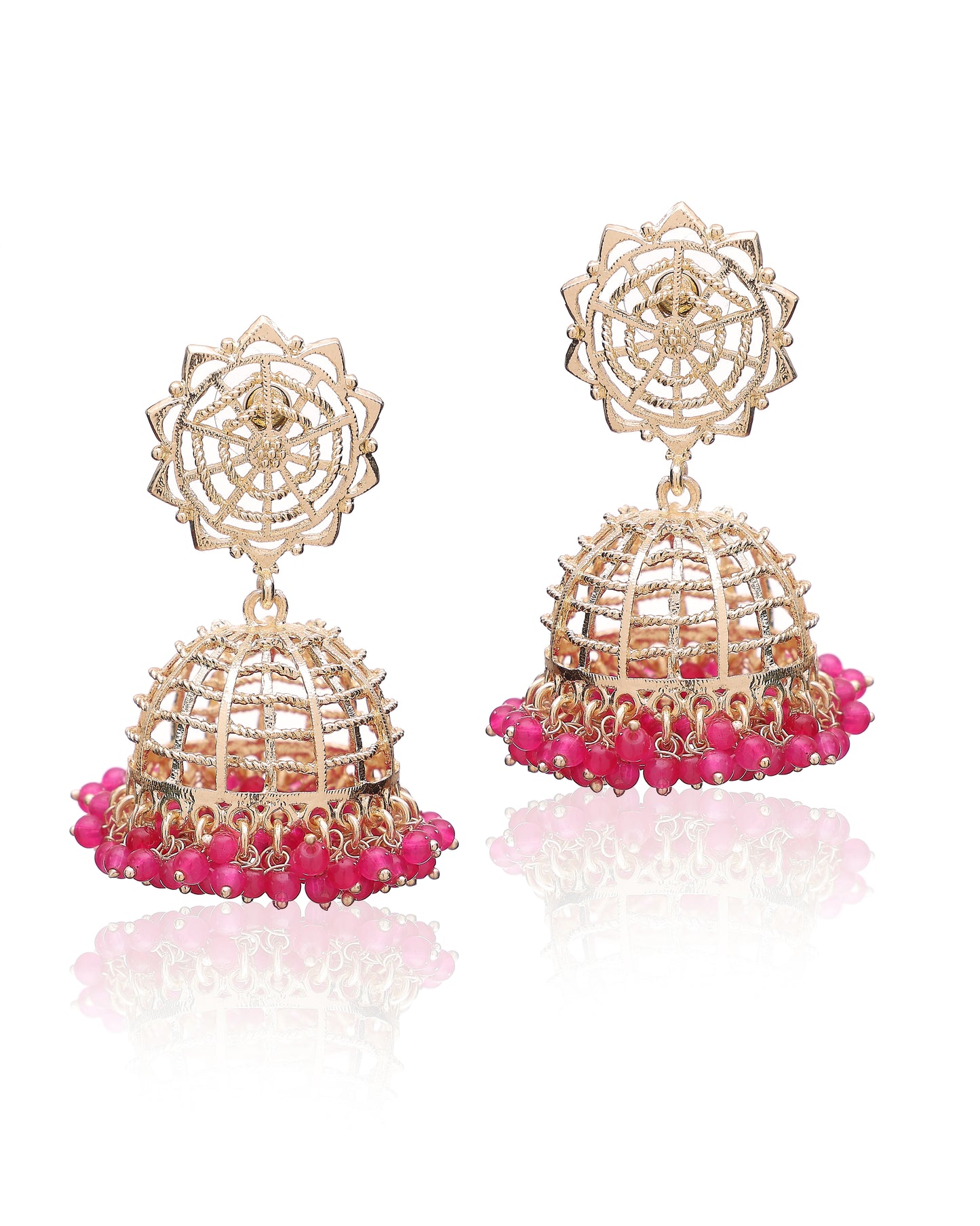 Zarina Ruby Lattice Jhumkas