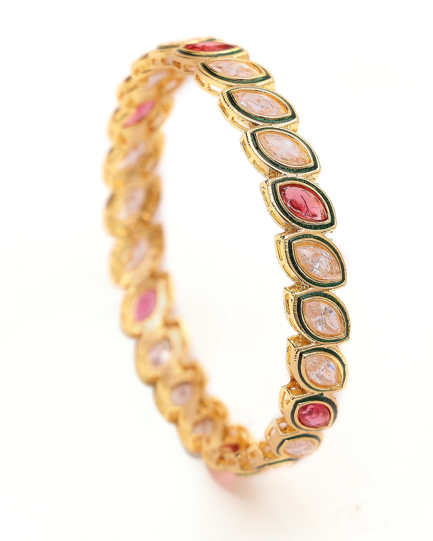 Noor Jaal Kundan-Red Statement Bangles (Pair)