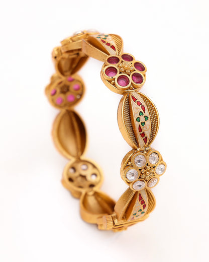 Rajnita Meenakari Flora Bangles (Red & Green)
