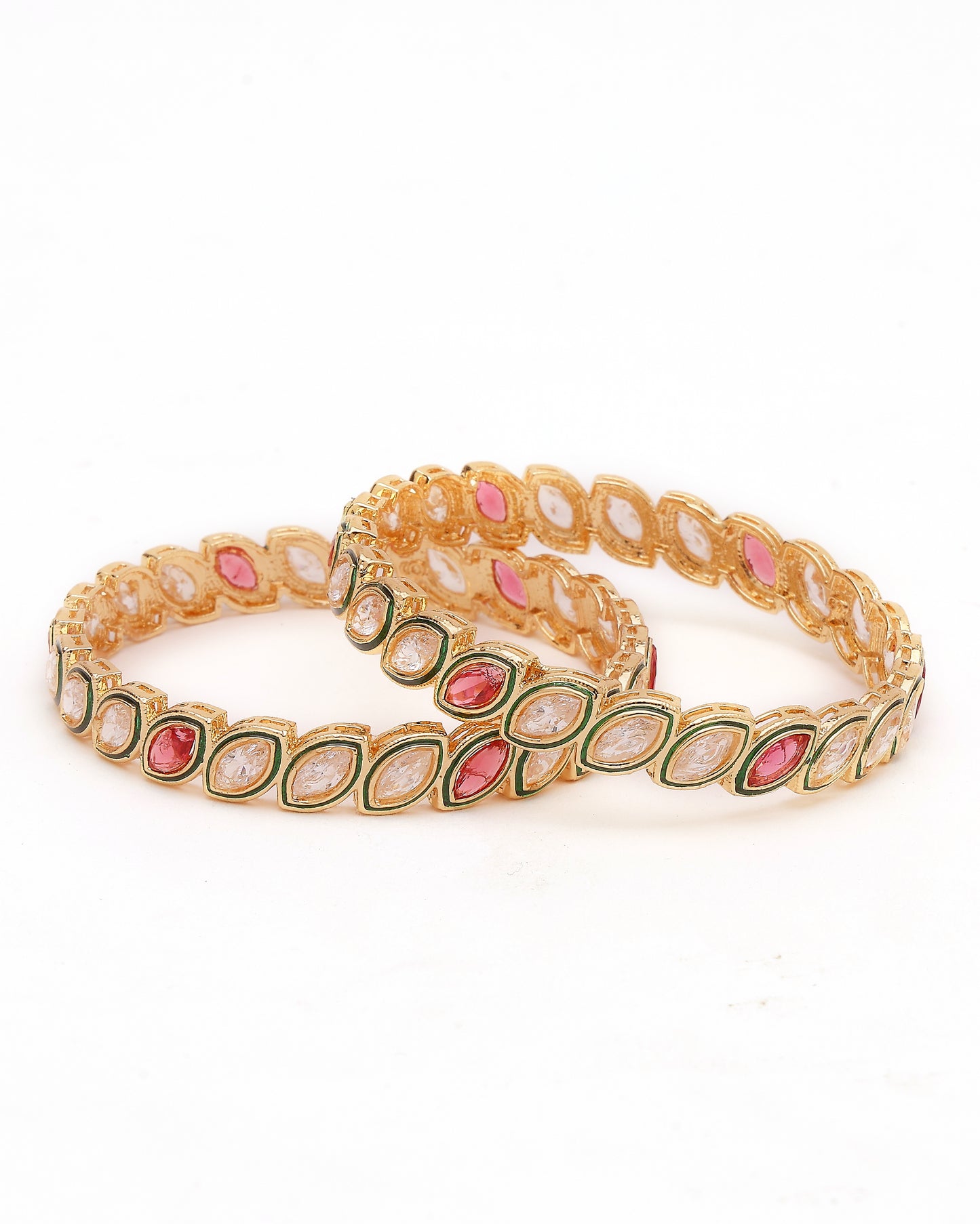 Noor Jaal Kundan-Red Statement Bangles (Pair)