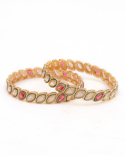 Noor Jaal Kundan-Red Statement Bangles (Pair)