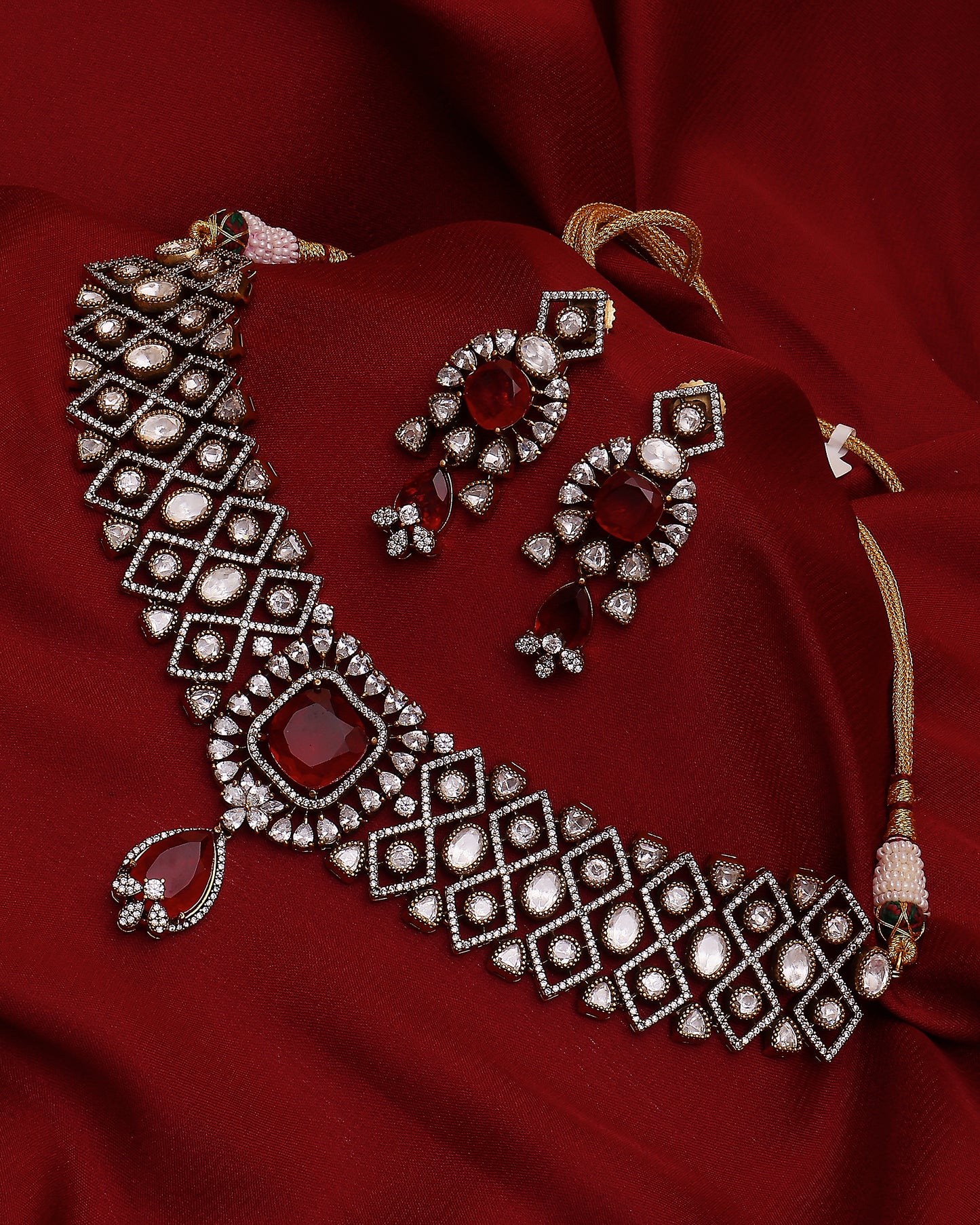 Crimson Glint Moissanite Statement Set