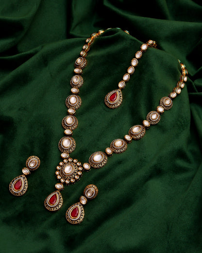 Jharvani Moissanite Ruby-Filigree Bridal Set