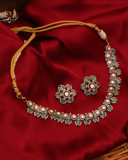 Victorian Green Stone & AD Choker Set