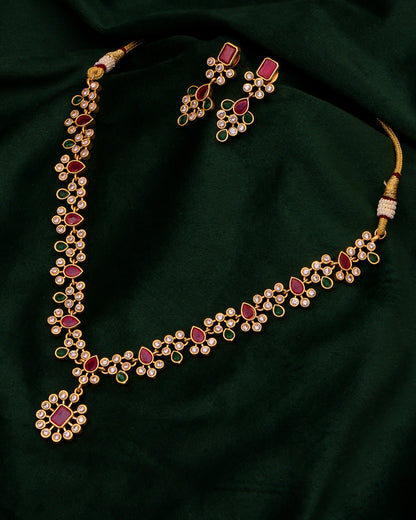 Rudramini Moissanite Ruby-Emerald Choker Set