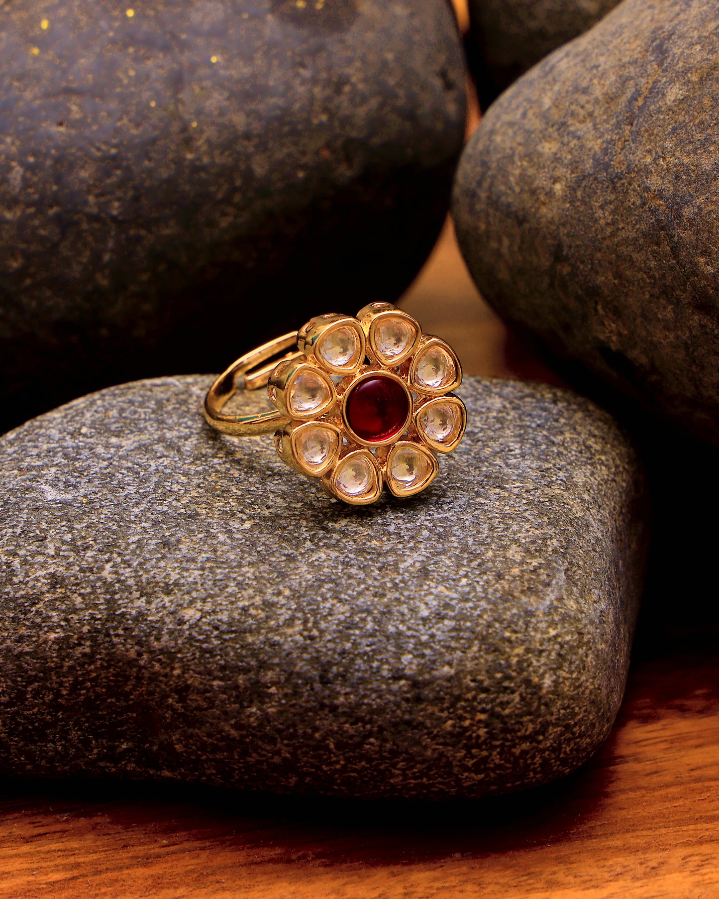 Rooh Ruby Kundan Ring