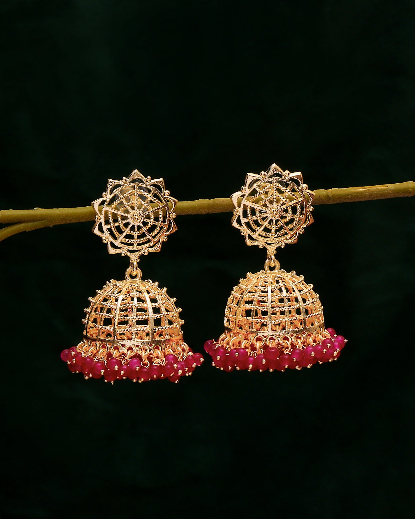 Zarina Ruby Lattice Jhumkas