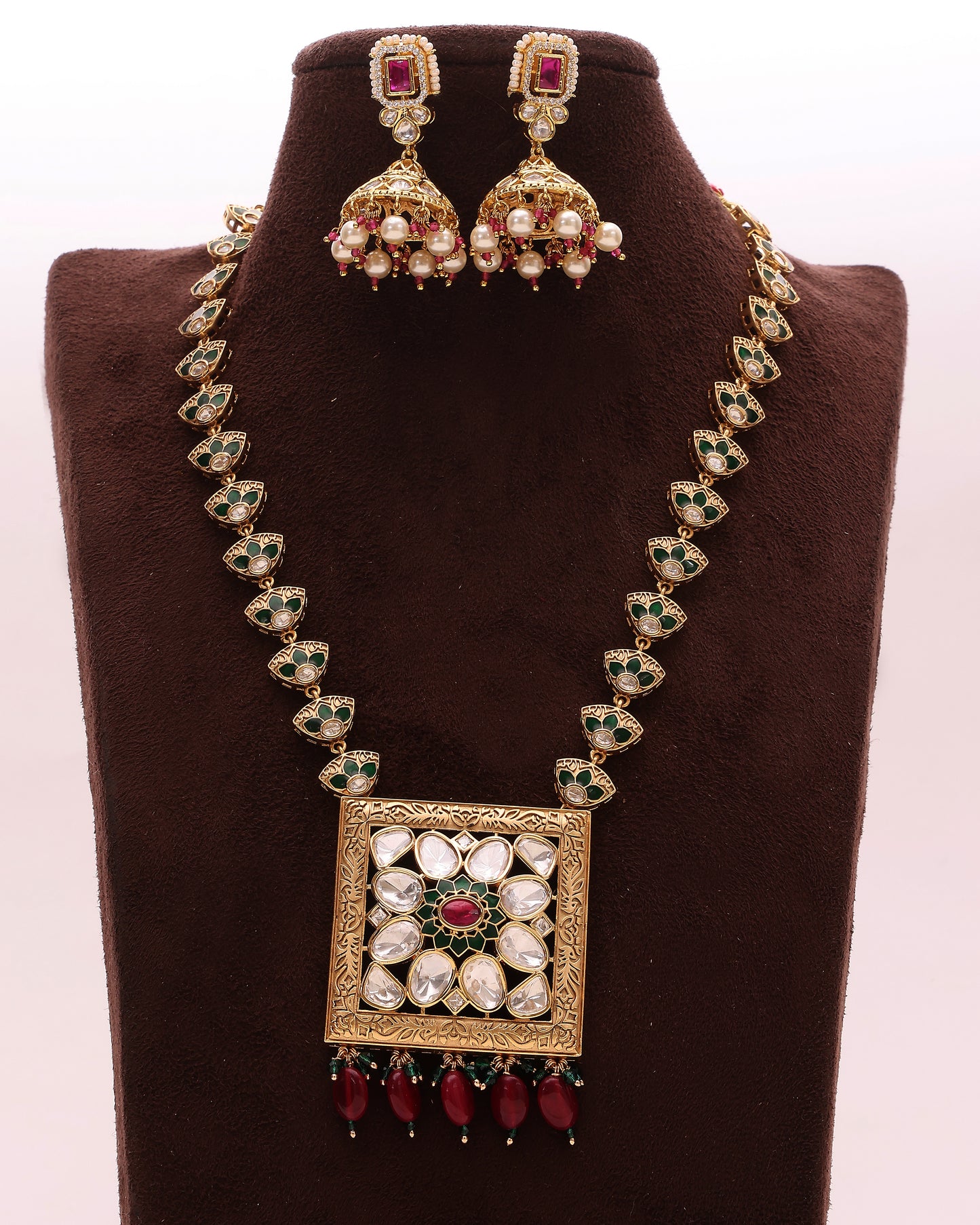 Rajdeepa Polki Square Meenakari Set