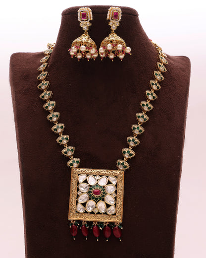 Rajdeepa Polki Square Meenakari Set