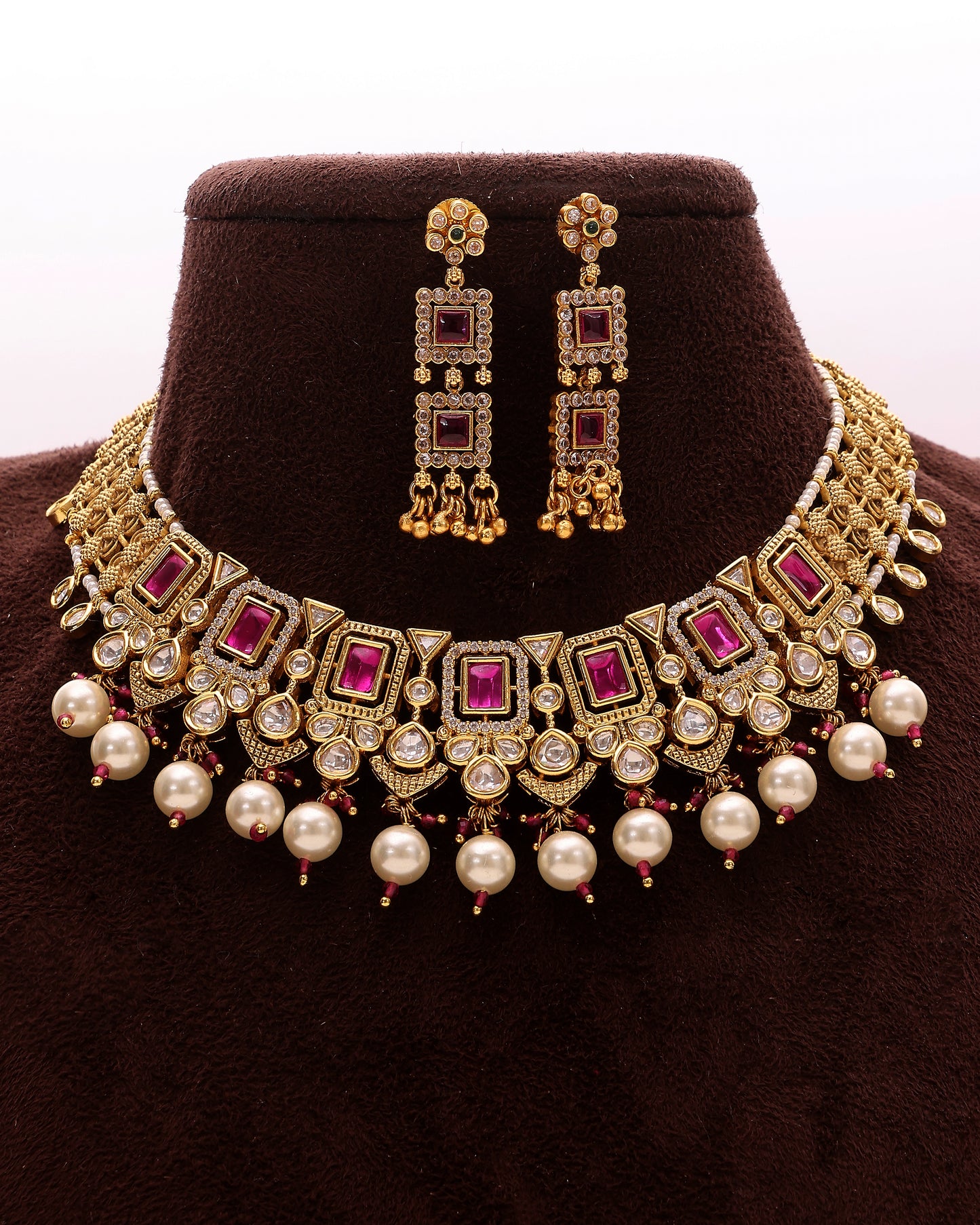 Rani Regal Moissanite Pearl Choker Set