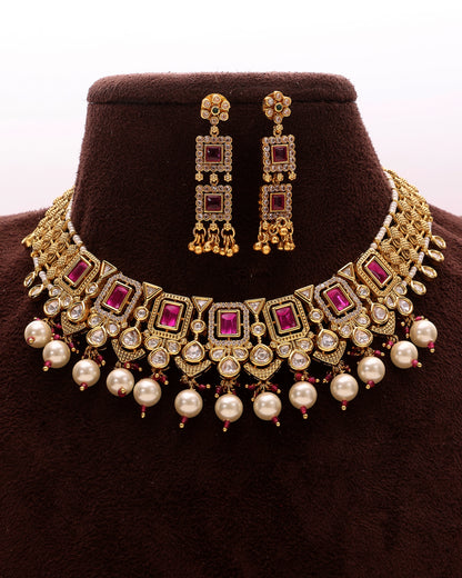 Rani Regal Moissanite Pearl Choker Set