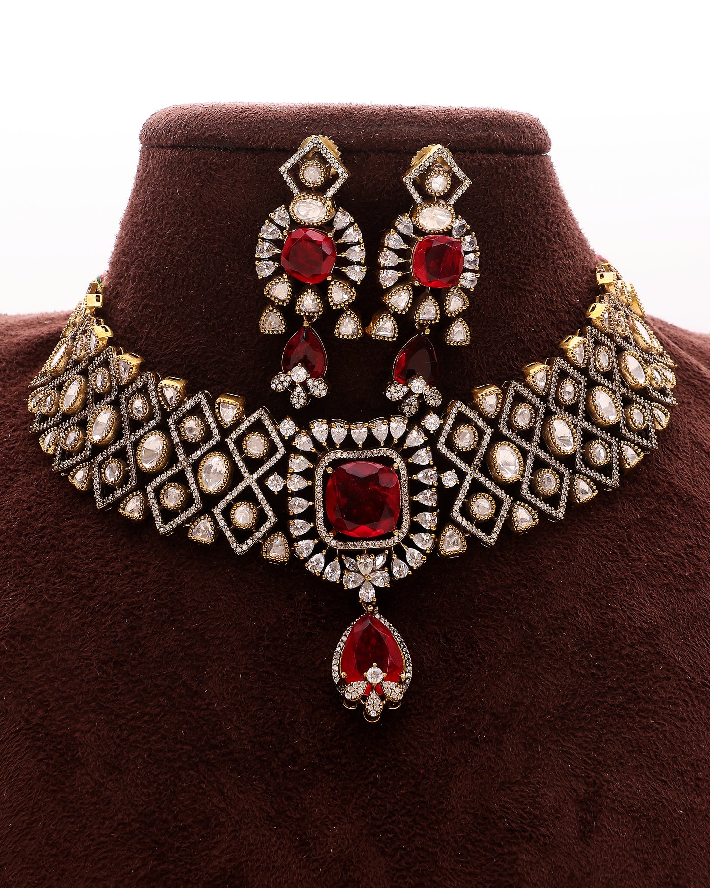 Crimson Glint Moissanite Statement Set