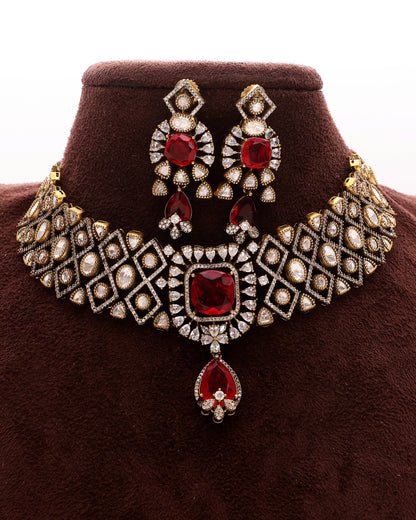 Crimson Glint Moissanite Statement Set