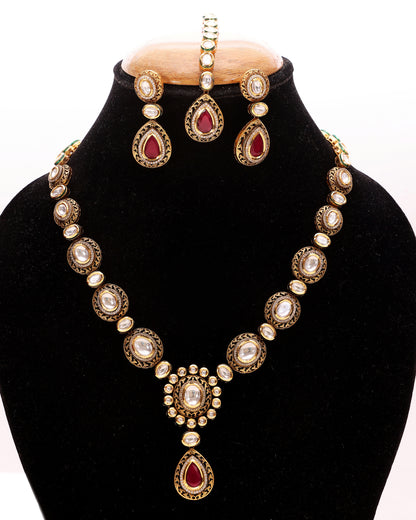 Jharvani Moissanite Ruby-Filigree Bridal Set