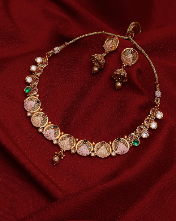 Varnika Etched Enamel Temple Set