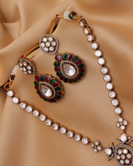 Peacock Fleur Moissanite Enamel Set