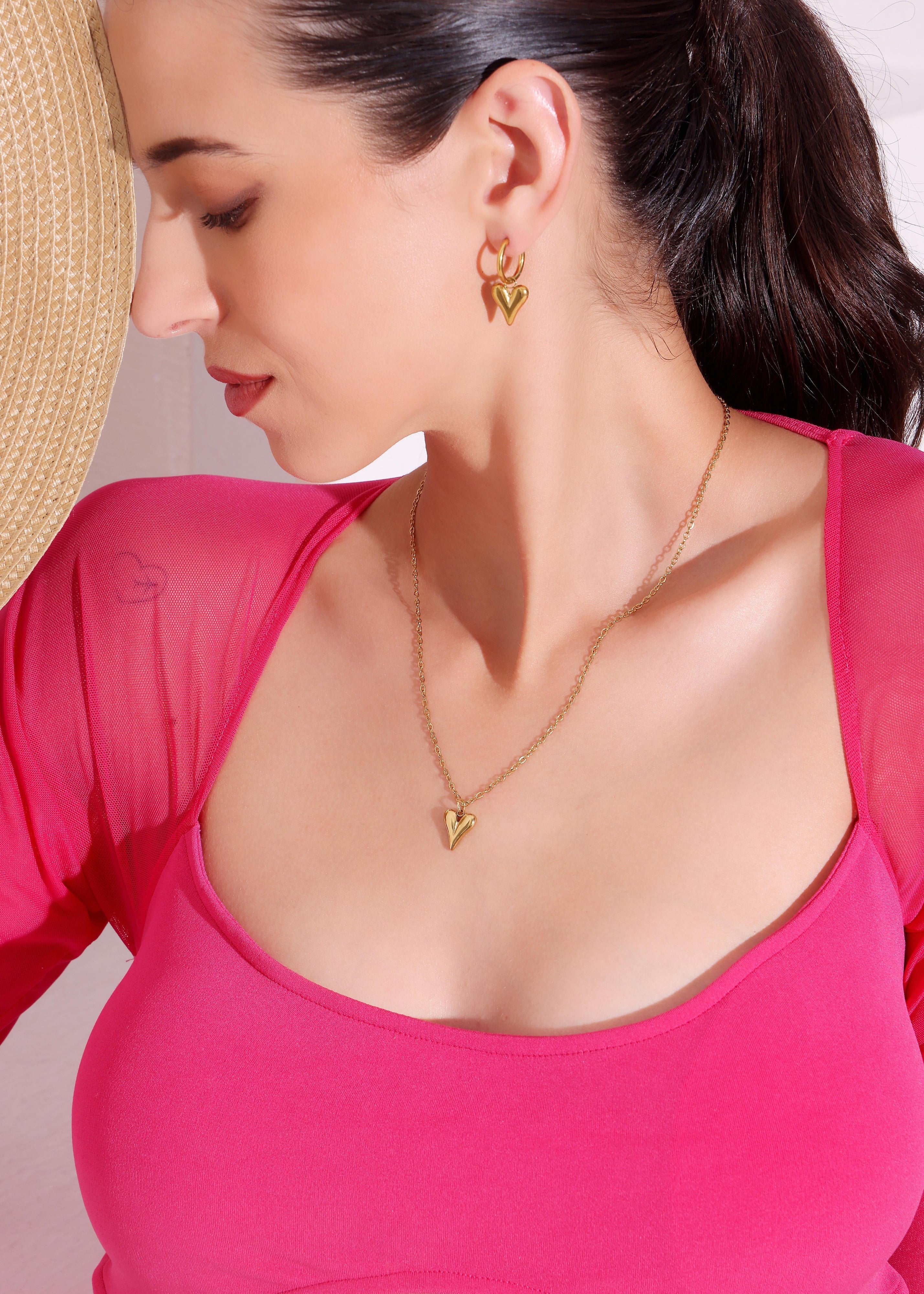 Model wearing Auric Love Necklace – front view
