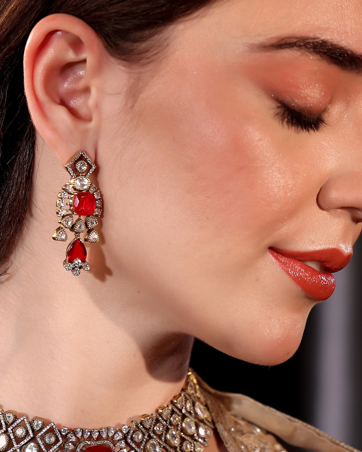 Crimson Glint Moissanite Statement Set