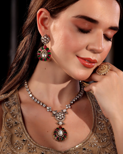 Peacock Fleur Moissanite Enamel Set