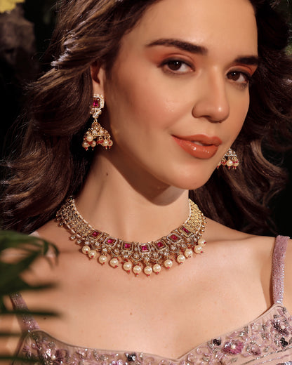 Rani Regal Moissanite Pearl Choker Set