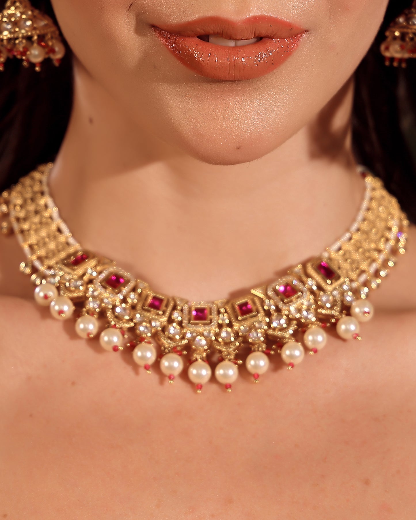 Rani Regal Moissanite Pearl Choker Set