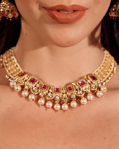 Rani Regal Moissanite Pearl Choker Set