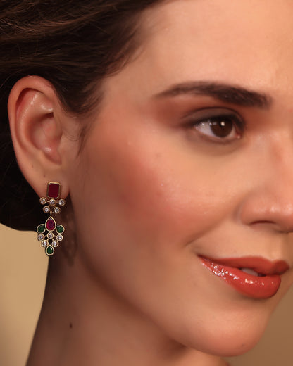 Rudramini Moissanite Ruby-Emerald Choker Set