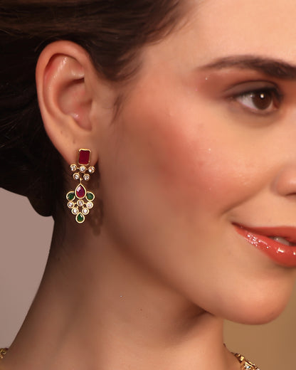 Rudramini Moissanite Ruby-Emerald Choker Set