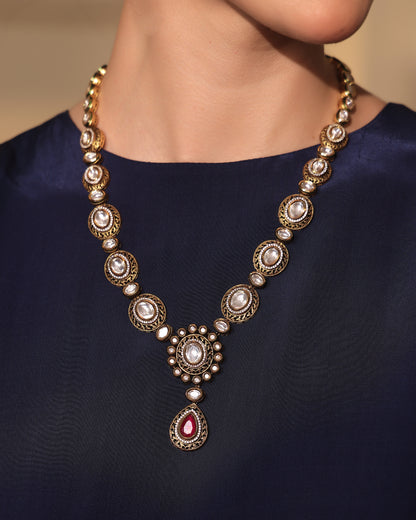 Jharvani Moissanite Ruby-Filigree Bridal Set