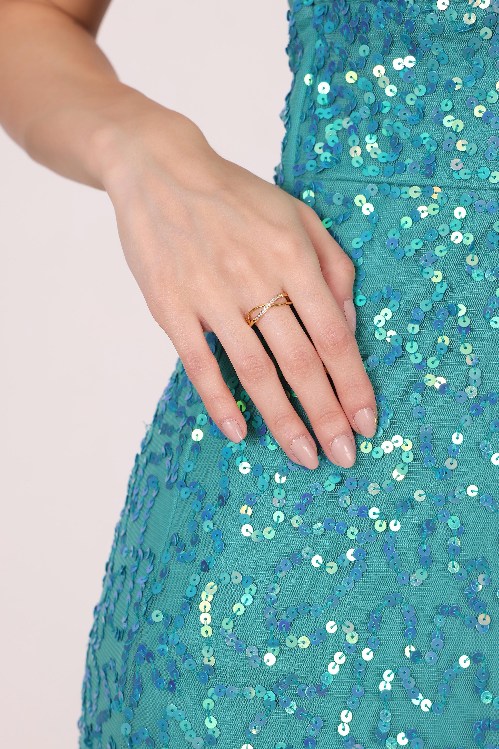 Model wearing Eternity Stone Ring – side profile