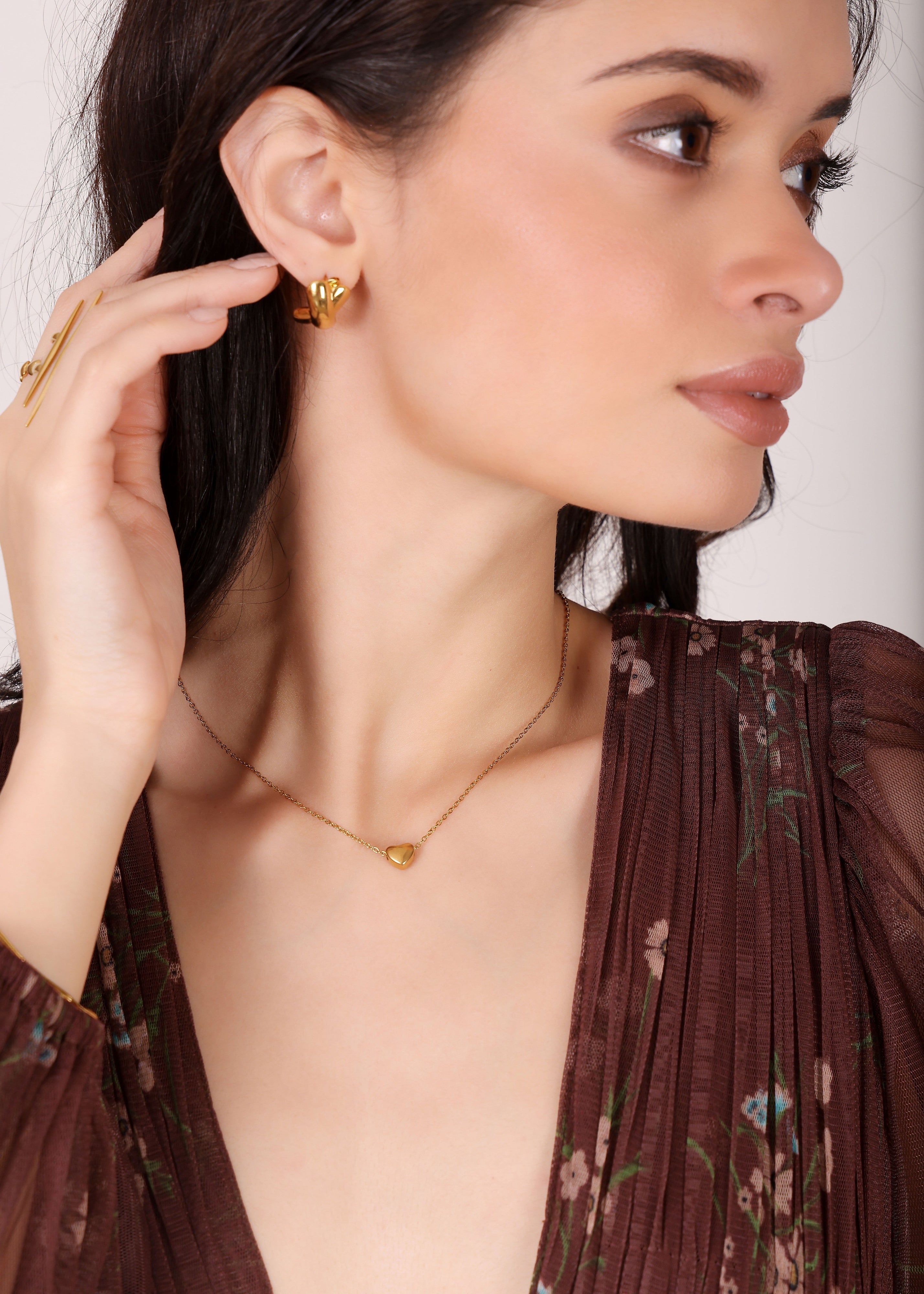 Model wearing Lovelight Necklace – side profile