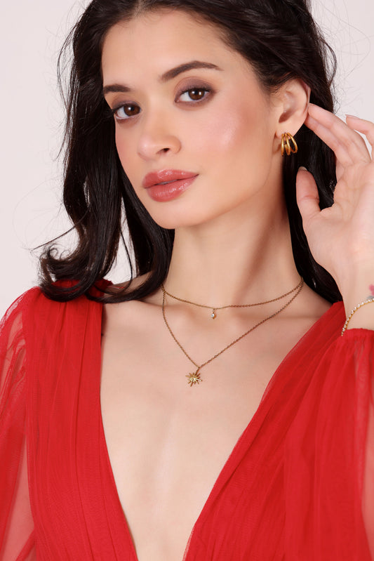Model wearing Orbit Hoops – front view
