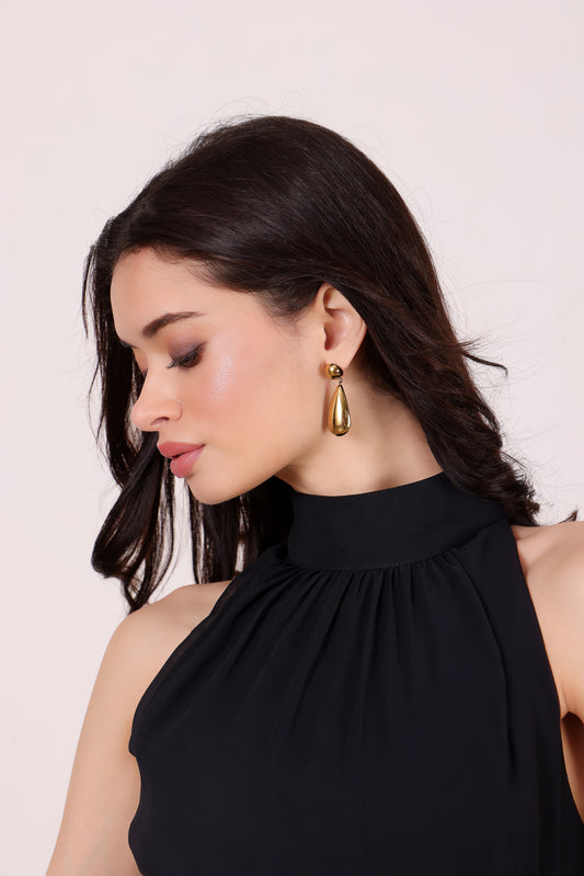 Model wearing Solace Drops – front view